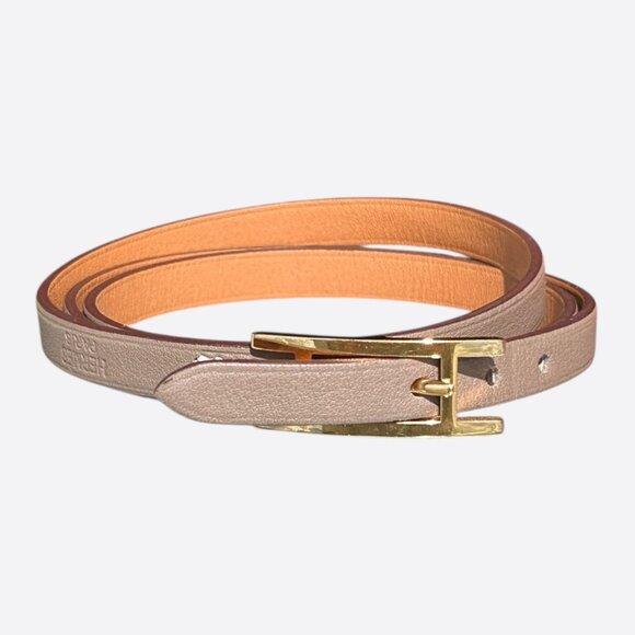 Hermes Etoupe Swift & Gold Hardware Behapi Double Tour Bracelet